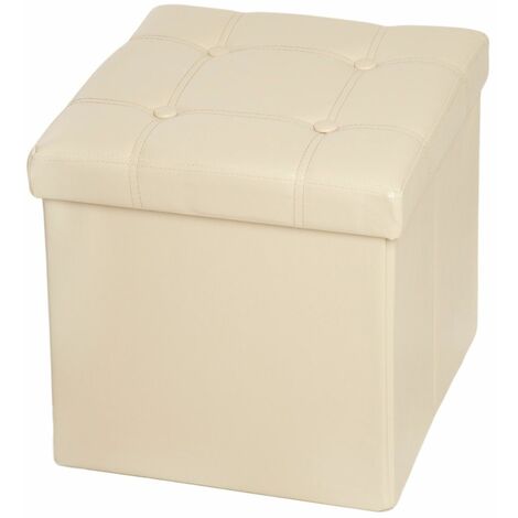 Cassapanca cubica pouf pieghevole con contenitore in pelle sintetica, 38 x  38 x 38 cm - pouf