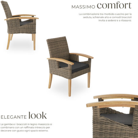 Sedia Da Giardino In Rattan Rosarno - Con Imbottitura, Resistente Alle Intemperie, Per Esterno - Foto 5