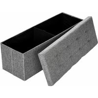 Bauletto pouf pieghevole in poliestere con contenitore 110 x 38 x 38 cm - pouf, pouf contenitore, pouf letto - grigio chiaro