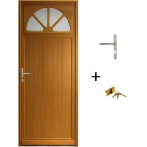 Puerta de servicio de madera con vitrina Pixos, H,200xl,80 Côte Tableau, P.droit, Manilla, Cilindro Gd Menusieries (1/5)
