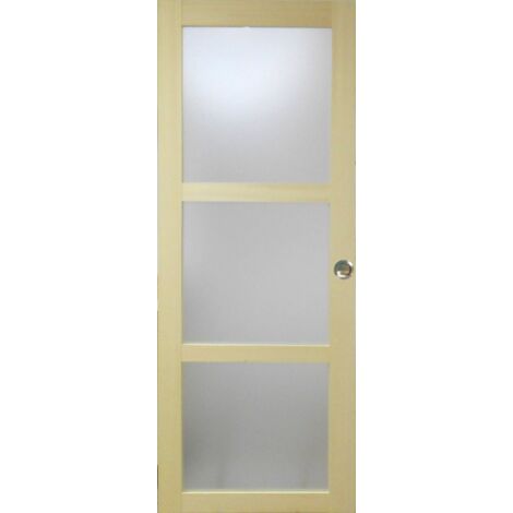 Puerta corredera de madera Ayous con cristal H204 x L73 cm, coquillas Gd Menuiseries (1/3)