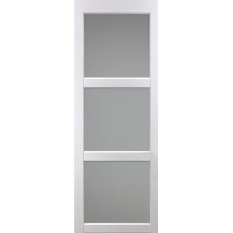 Puerta corredera Kenya blanca con vidrio H204 x L73 cm Gd Menuiseries