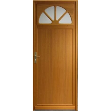 Puerta de servicio de madera con vitrina Pixos, H, 200 x L, 80, tablero de la costa, P. derecho, GD MENUISERIES