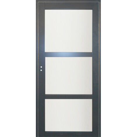 Bloc Puerta Blakería Gris Antracita Vitrificada H204 x L73 cm, Frente de Tabla P. Derecha, GD MENUISERIES