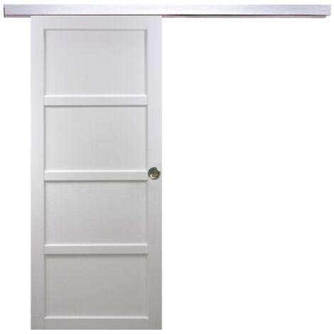 Puerta corredera Tamera blanca de 4 paneles H204 x L63 cm, riel de aluminio, conchas Gd menuiseries (1/5)