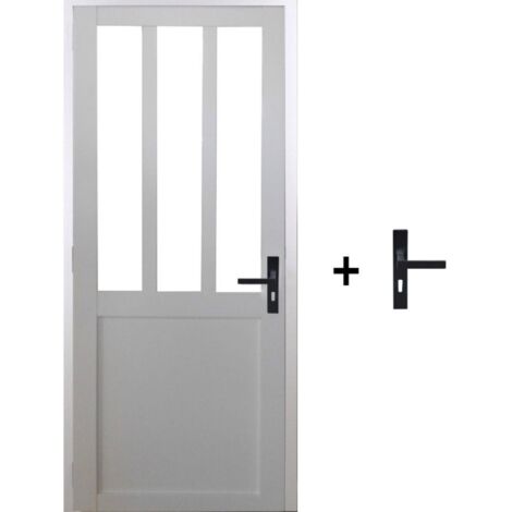 Bloque de puerta de taller blanco H204 x L73 cm, borde de tablero P. izquierdo, manija GD MENUISERIES (1/5)