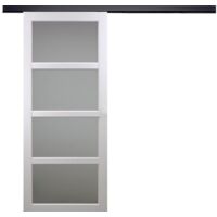 Puerta corredera Tana blanca con cristal H204 x L83 cm, riel de aluminio con banda negra GD MENUISERIES