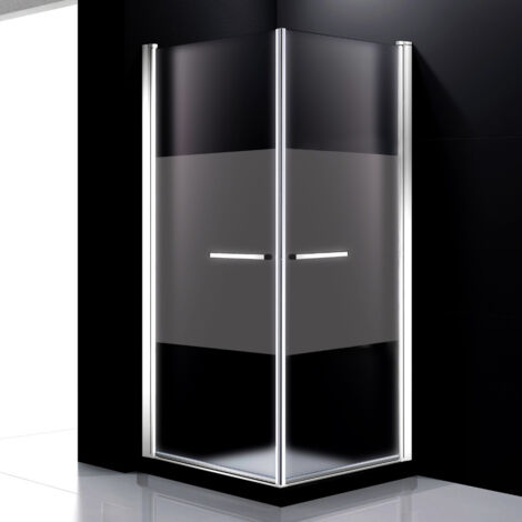 Porte de douche avec double porte pleine pivotante sablée - 90 cm (1/4)
