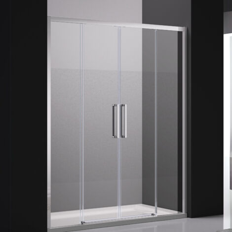 Paroi de douche 160 cm avec double porte coulissante ajustable - Sablée (1/3)