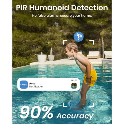 AOSU 3K Caméra Surveillance WiFi Exterieure sans Fil, 5MP Camera de Surveillance Extérieur avec Panneau Solaire Mobile pour Sécurité à Domicile, Suivi Automatique, Vision Nocturne Couleurs