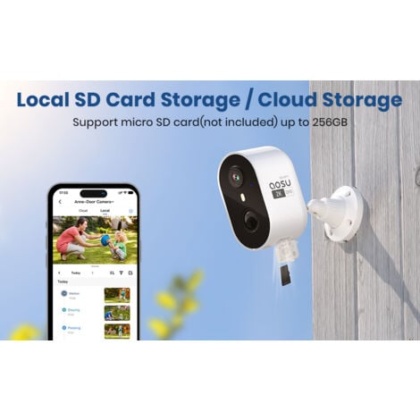AOSU 3K Caméra Surveillance WiFi Exterieure sans Fil, 5MP Camera de Surveillance Extérieur avec Panneau Solaire Mobile pour Sécurité à Domicile, Suivi Automatique, Vision Nocturne Couleurs