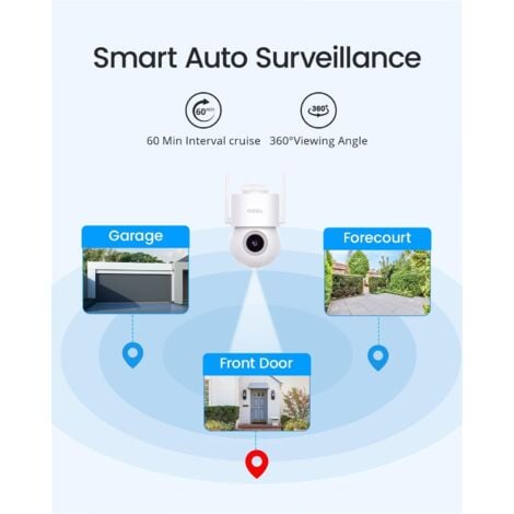 AOSU 3K 5MP Camera Surveillance WiFi Extérieure Filaire 360°PTZ Caméra IP Exterieur WiFi 2.4GHz, 400Lm Projecteur Vision Nocturne Couleur, Sécurité et Protection des véhicules, 24/7 Enregistrement
