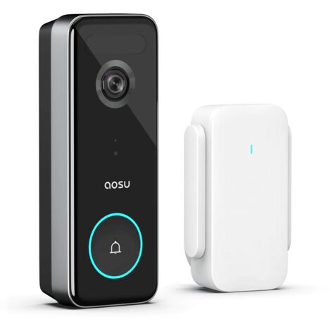 Aosu – Interphone vidéo Wi-Fi 5 MP avec vision nocturne – Angle de vue 166° – Autonomie 180 jours – Compatible Alexa et Google Assistant - Y784523