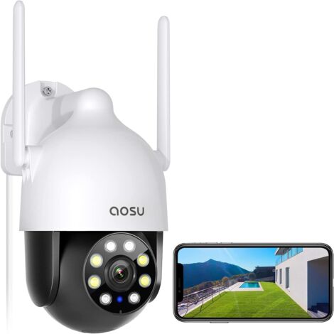 Aosu – Caméra de surveillance extérieure 2K QHD – Wi-Fi 2.4 GHz – Détection de mouvement triple – IP65 – Vision nocturne – Suivi intelligent - WIFI 3 MP