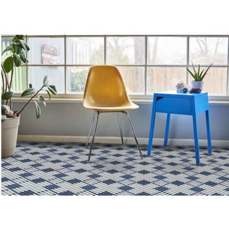 Mosaïque 2.5x2.5cm motif géométrique Palm Springs Biskra (2 couleurs) Brillant boite de  m2 Brillant / Poli boite de  m2 - Mosaïque 2.5x2.5 cm Bleu -