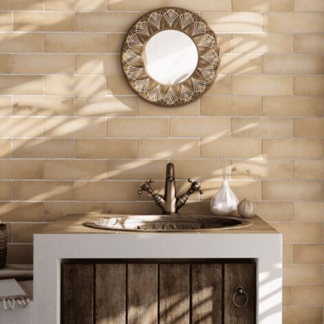 Carrelage mural faience effet zellige MAGMA 13,2x13,2cm et 20x6,5cm 13,2x13,2 cm Beige - Mat - boîte de 1 m2 (1/2)