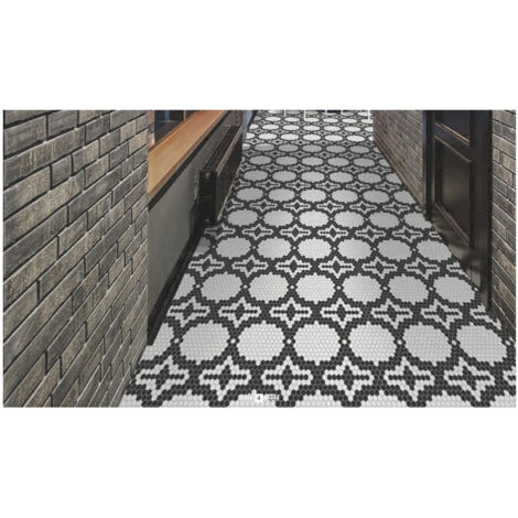 Mosaïque Art factory hexagone 2.6x2.2cm motif Adagio noir et blanc sur trame nylon 33.3x33.3cm Satiné boite de 1 m2 (1/3)