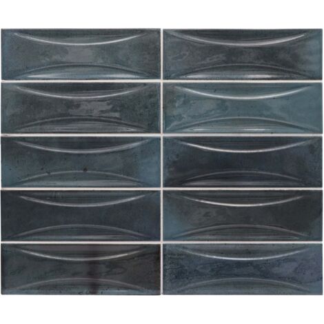 Carrelage mural faïence effet rustique THANGLONG Arco 20x6.5cm Blue night - Brillant - boîte de 0.50 m2 Arco 20x6.5 cm Blue night - Brillant / Poli -
