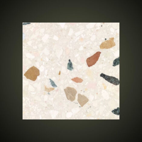 Véritable Carreau Terrazzo beige inclusions multicolores 543/3 30x30 cm boîte de 0.72m2 Satiné - Gioia Materia