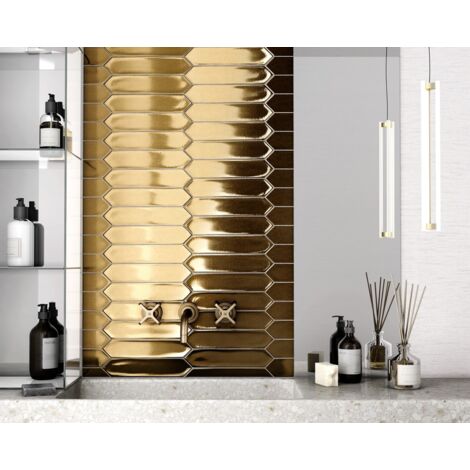 Faïence murale Lanse Gold 25x5 cm – Finition mate – Effet graphique – Pour intérieur moderne - 5x25LOS