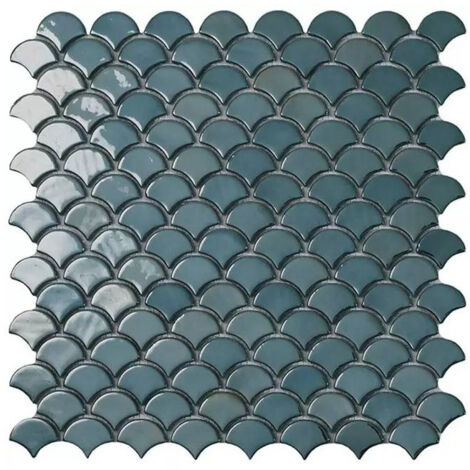 Mosaïque pâte de verre SOUL écaille 3.6x2.9cm - Mosaïque Écaille 3.6x2.9cm Vert Brillant - boîte de 0.87 m2 - Mosaïque Écaille 3.6x2.9cm Vert Brill -