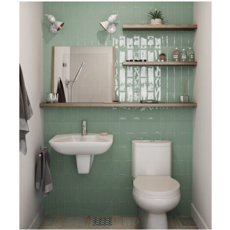 Carrelage mural uni 15x7,5 cm – Faïence effet artisanal Jade – Brillant – Surface 0,50 m² – Résistant à l'humidité pour cuisines et salles de bains – Equipe