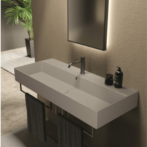 SPY 121x46 Noir mat. sans bonde. siphon noir mat (1/5)