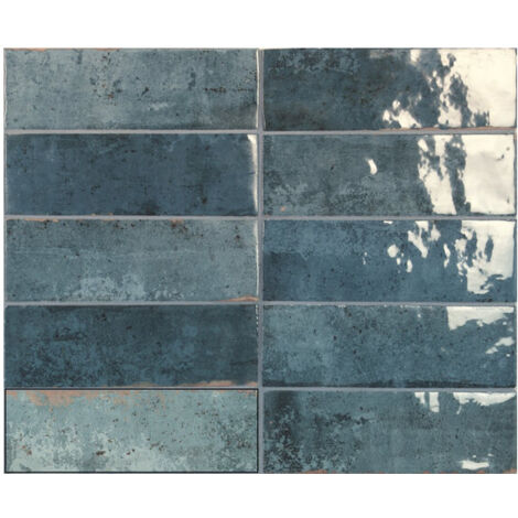 Carrelage mural faience effet rustique ROCK 16x5cm Bleu - boîte de 0.71 m2 16 x 5 cm Bleu -  - boîte de 0.71 m2