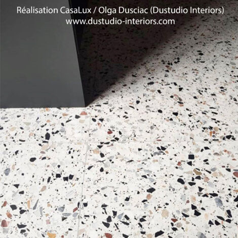 Véritable Carreau Terrazzo fond crème inclusions multicolores GV 0/25 60x30cm 60x30 cm boîte de 0.72m2 Satiné - Gioia Materia