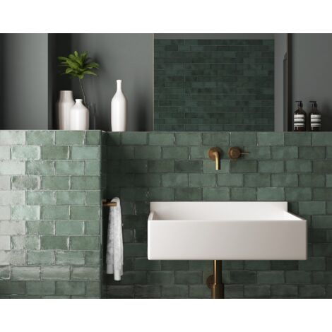 Faïence effet zellige ALTEA 15x7.5cm Vert Foncé - Brillant - boîte de 0.50 m2