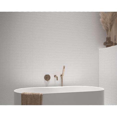 Carrelage mural faïence effet relief RYTHM 20x5cm 20x5cm Cloud White - Mat - boîte de 0.38 m2 20 x 5 cm Cloud White - Mat - boîte de 0.42 m2
