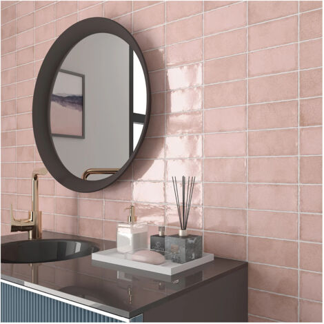 Faïence effet zellige ALTEA 15x7.5cm Rose pastel - Brillant - boîte de 0.50 m2