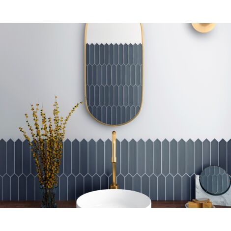 Faïence murale 25x5 cm navy – Finition mate – Effet graphique – Pour intérieur moderne – Collection Lanse - 5x25LOS