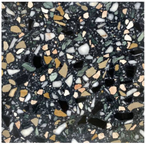 Véritable Carreau Terrazzo fond noir inclusions multicolores EVORA 60x30 cm boîte de 0.72m2 Brillant / Poli - Gioia Materia