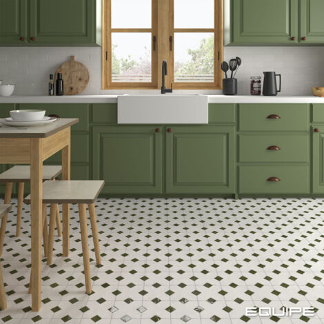 Carrelage effet rustique AL ANDALUS Cabochon Verd - Brillant - boîte de 0.13 m2 Cabochon Verd - Brillant / Poli - boîte de 0.13 m2