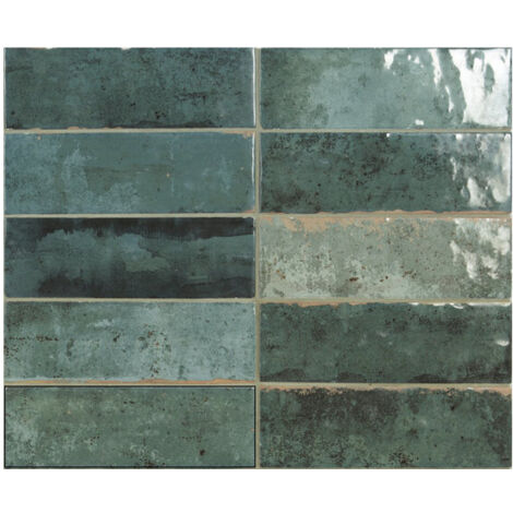 Carrelage mural faience effet rustique ROCK 16x5cm Vert - boîte de 0.71 m2 16 x 5 cm Vert -  - boîte de 0.71 m2