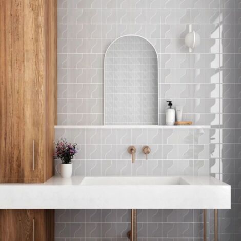 Carrelage mural faïence effet graphique REVERS 12x8.3cm 12x8.3cm Gris - Brillant - boîte de 0.48 m2 12x8.3cm Gris - Brillant / Poli - boîte de 0.48 m (1/2)