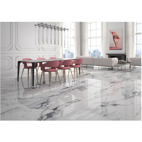 Carrelage effet marbre CRASH 120x120 cm Noir - Naturel - 120x120 cm Noir - Naturel - boîte de  m2