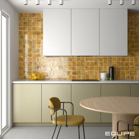 Carrelage mural faïence effet rustique THANGLONG 10x10cm Caramel - Brillant - boîte de 0.50 m2 10x10 cm Caramel - Brillant / Poli - boîte de 0.60 m2