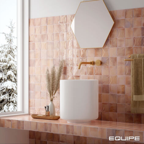 Carrelage mural faïence effet rustique THANGLONG 10x10cm Pink - Brillant - boîte de 0.50 m2 10x10 cm Pink - Brillant / Poli - boîte de 0.60 m2