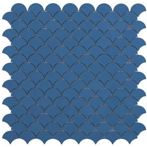Mosaïque pâte de verre SOUL écaille 3.6x2.9cm - Mosaïque Écaille 3.6x2.9cm Bleu Mat - boîte de 0.87 m2 - Mosaïque Écaille 3.6x2.9cm Bleu Mat - boît -