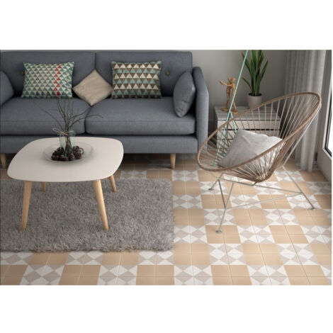 Carrelage effet carreau de ciment CAPRICE DECO PASTEL CHESS 20x20cm 20x20cm Beige - Mat - boîte de 1 m2