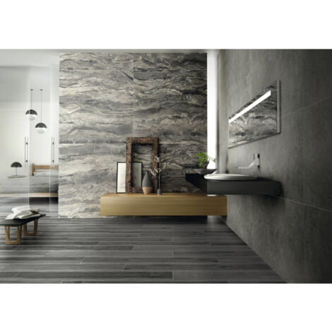 Carrelage effet pierre CAREA 60x60cm Gris Foncé. Anthracite - Naturel - boîte de 1.44 m2 60x60 cm Gris Foncé, Anthracite - Naturel - boîte de 1.44 m2