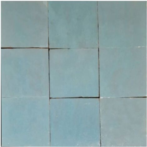 Zellige Marocain traditionnel. véritable. artisanal 10x10cm ép. 1.2cm - couleur : Aquamarine - 51 - Gioia Materia