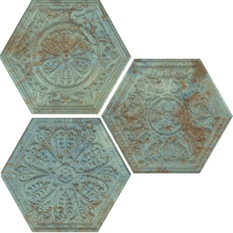 Carrelage effet métal ZINC HEXAGONE GREEN Hexagone 29x25cm Décor Vert - boîte de 0.94 m2 Hexagone 29x25cm Décor Vert - - boîte de 0.94 m2