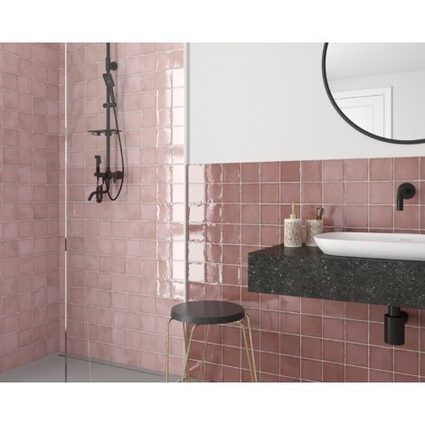 Faïence effet zellige ALTEA 10x10cm Rose pastel - Brillant - boîte de 0.50 m2