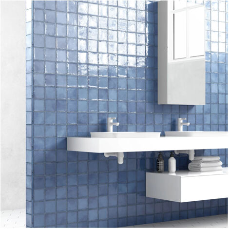 Faïence effet zellige ALTEA 10x10cm Bleu - Brillant - boîte de 0.60 m2