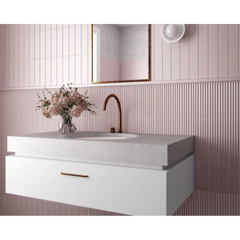 Carrelage mural faïence effet relief RYTHM 20x5cm 20x5cm Waffle Pink stony - Mat - boîte de 0.38 m2 20 x 5 cm Waffle Pink stony - Mat - boîte de 0.42