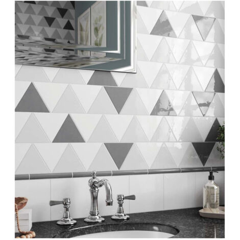 Carrelage mural faïence effet graphique SCALE TRIANGOLO triangle 12.4x10.8cm Triangle 12.4x10.8cm Blanc - Brillant - boîte de 0.20 m2 edecea - - b (1/2)