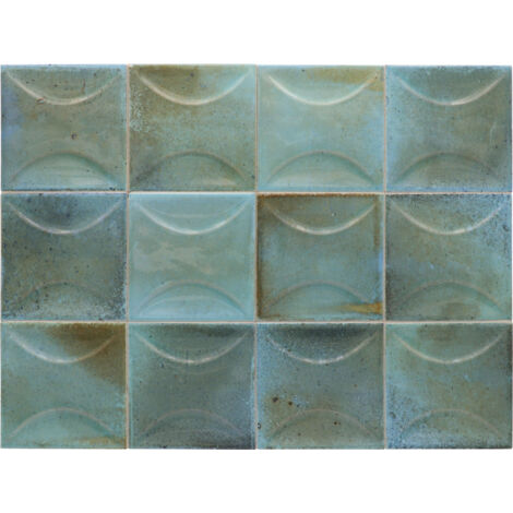 Carrelage mural faïence effet rustique THANGLONG Arco 10x10cm Sky blue - Brillant - boîte de 0.50 m2 Arco 10x10 cm Sky blue - Brillant / Poli - boîte